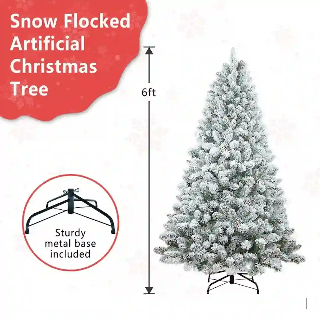 Simplix PVC Mixed Flocked Christmas Tree with Pine Cones 5