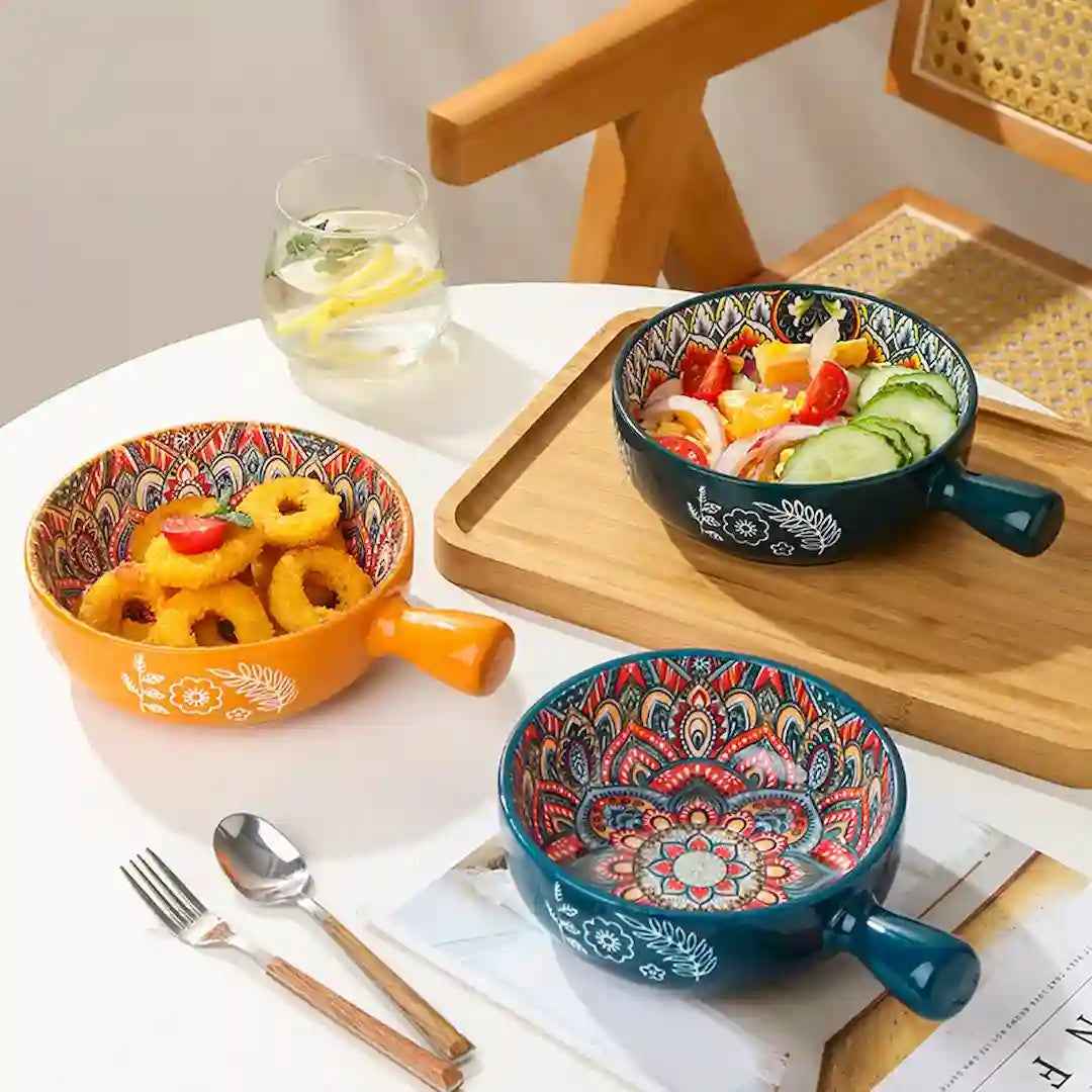 Simplix glazed bowl on a dining table with modern tableware