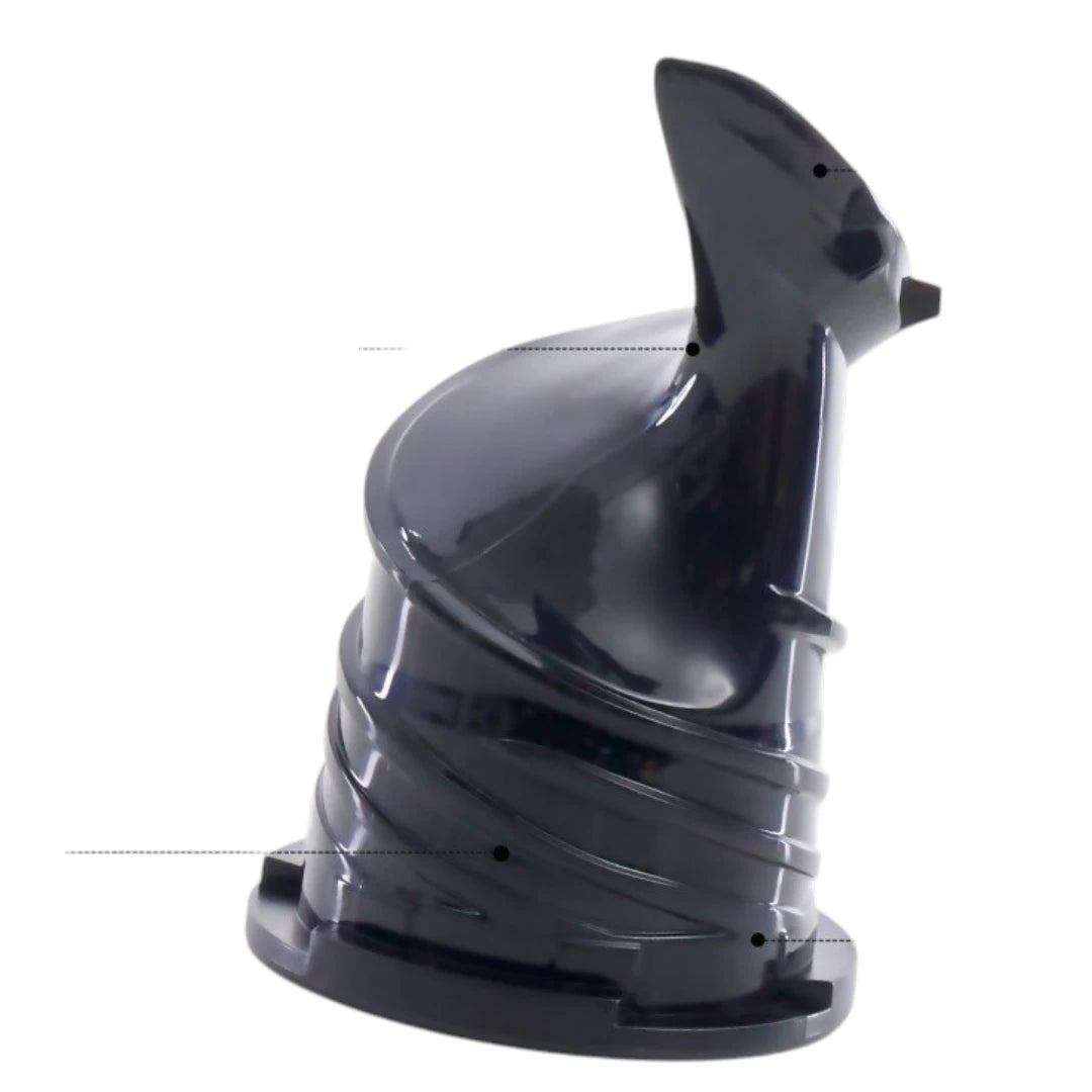 Detachable cold press juicer parts being washed easily under running water.