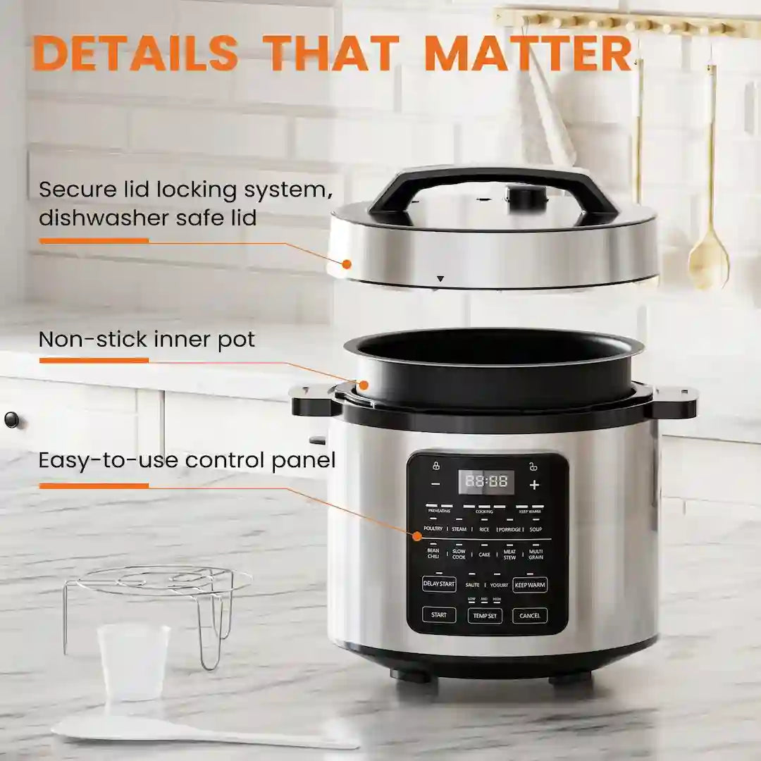 ElectricPressureCooker9-in-1 with features highlighted for your kitchen