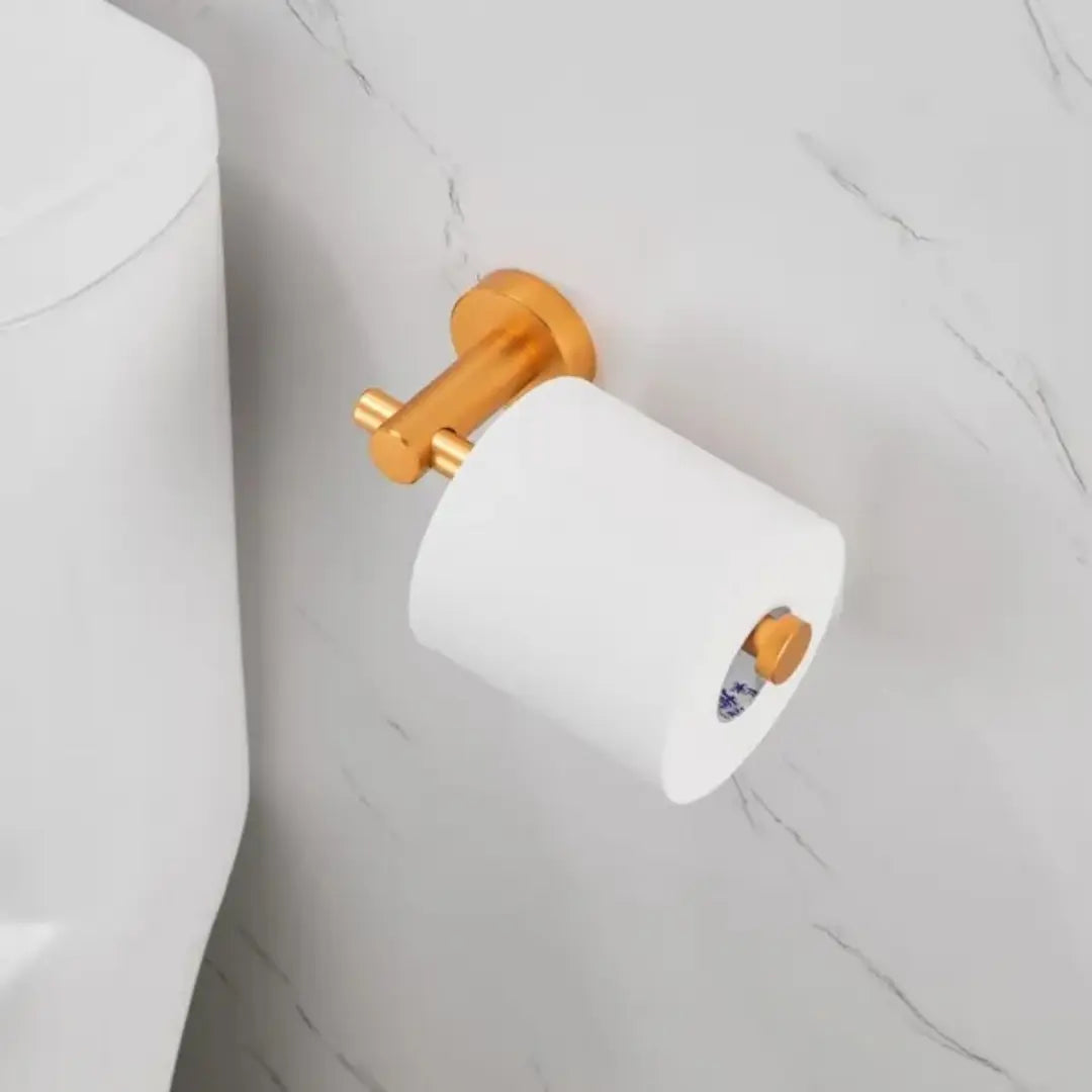 Elegant modern bathroom with Simplix brushed gold hardware set