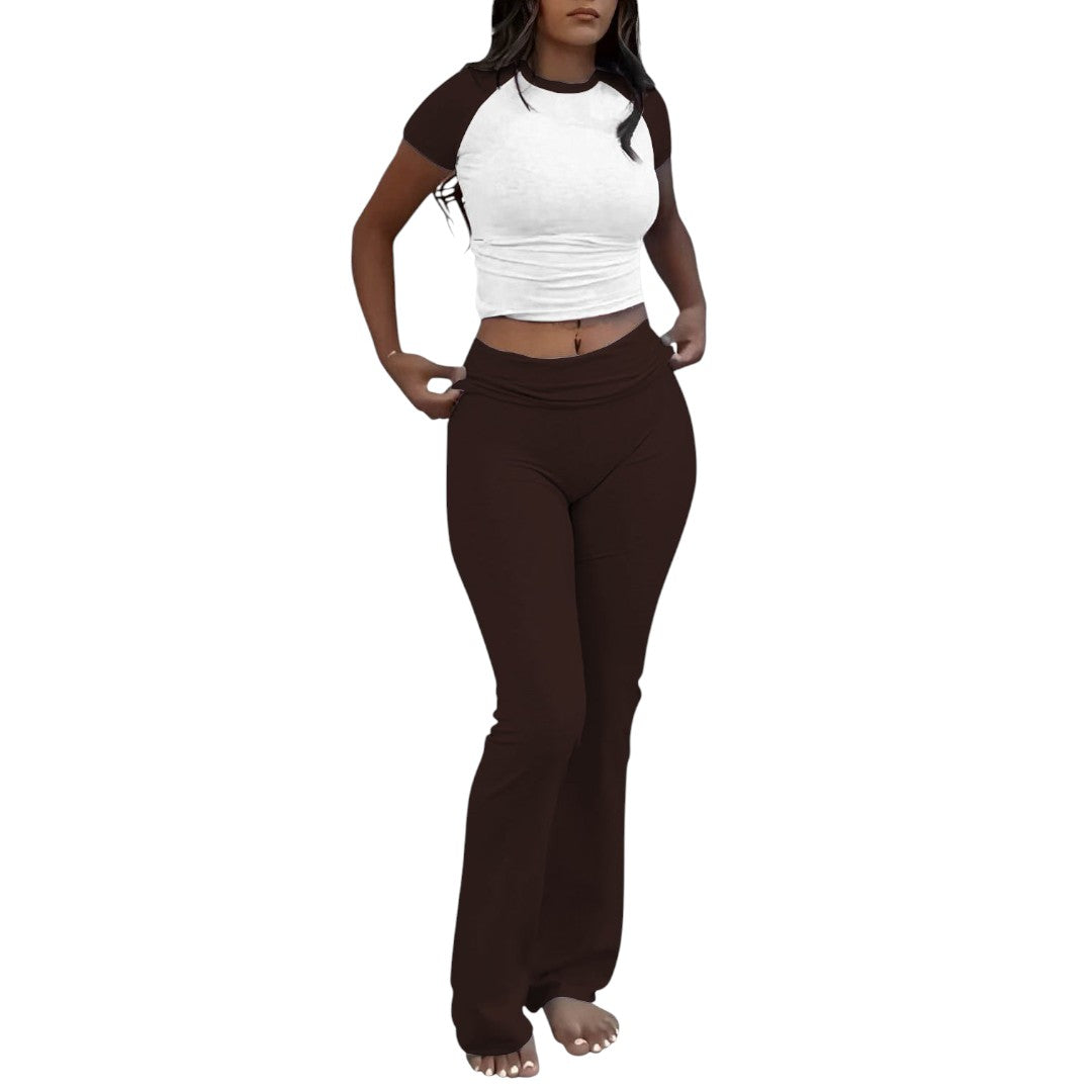 Simplix women two piece slim fit set flared pants outfit
