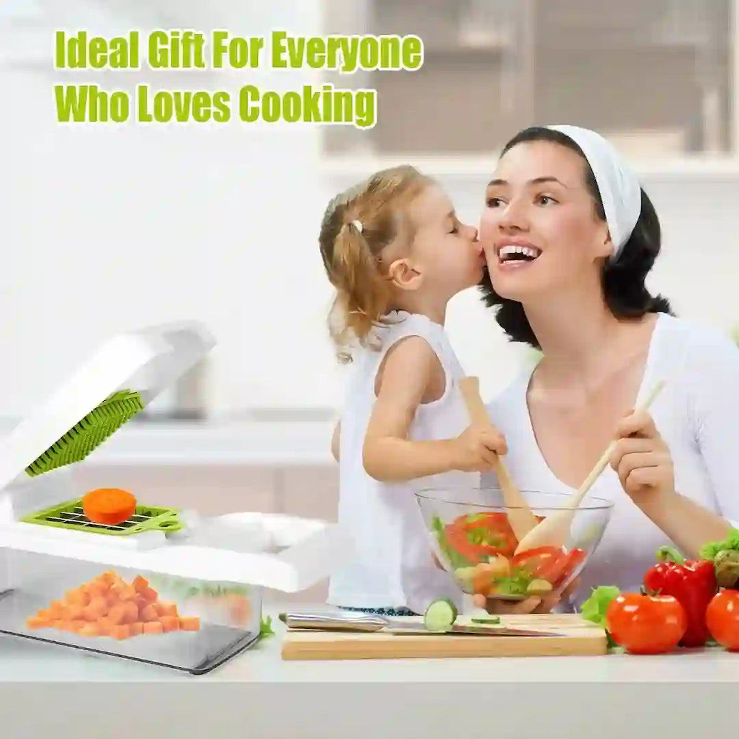 Simplix 12-in-1 Vegetable Chopper with Container – Multifunctional Food Slicer and Dicer
