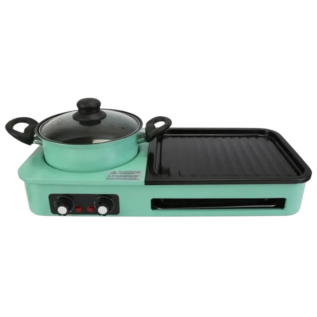 Simplix 110V Electric Grill and Hot Pot Combo – 1600W Smokeless Korean BBQ Grill