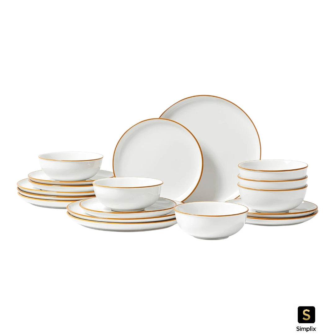 18-piece white ceramic dinnerware set with plates and bowls