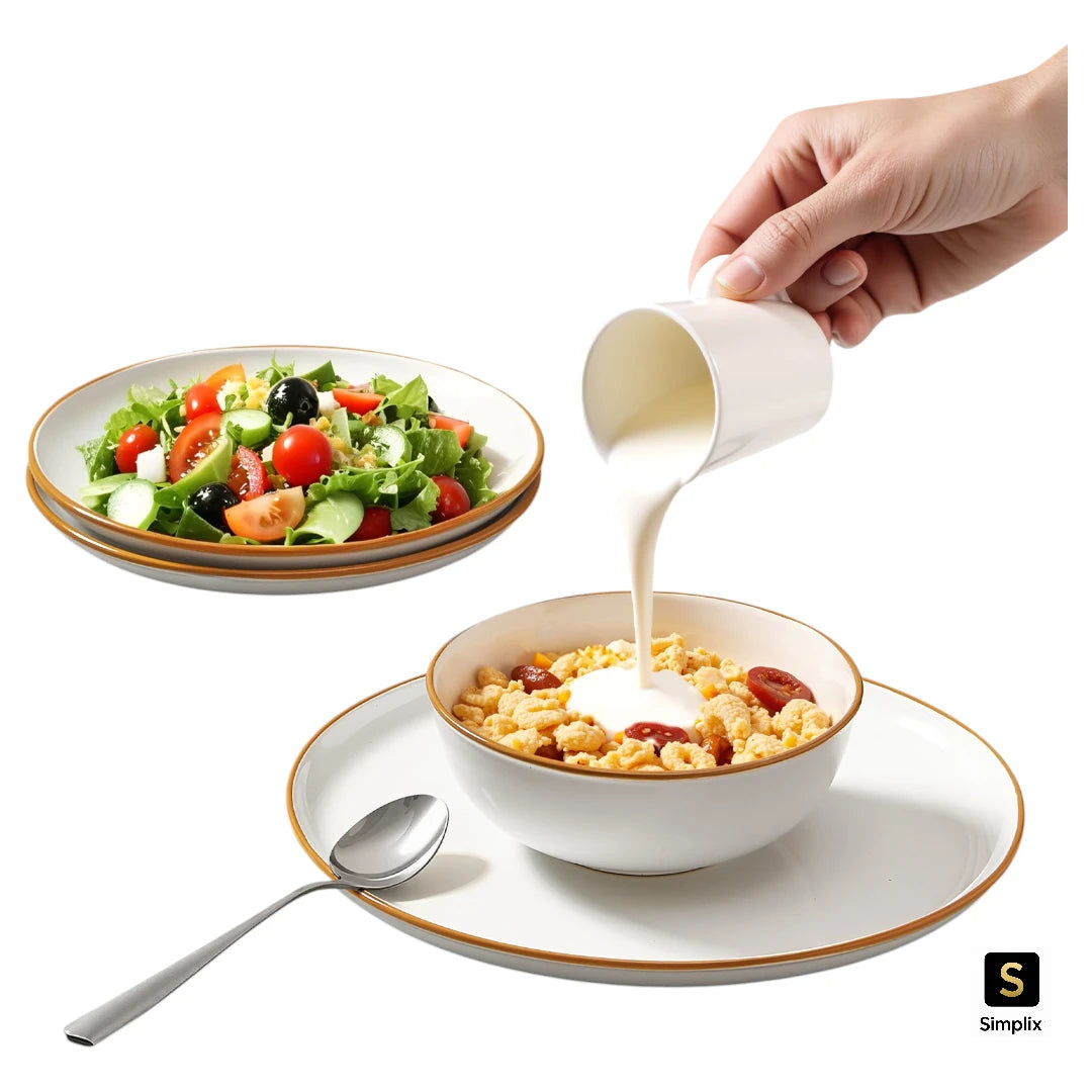 Ceramic plates and bowls set service for 6 people