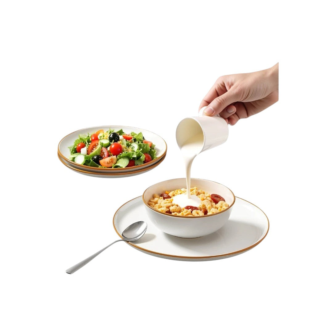Ceramic plates and bowls set service for 6 people