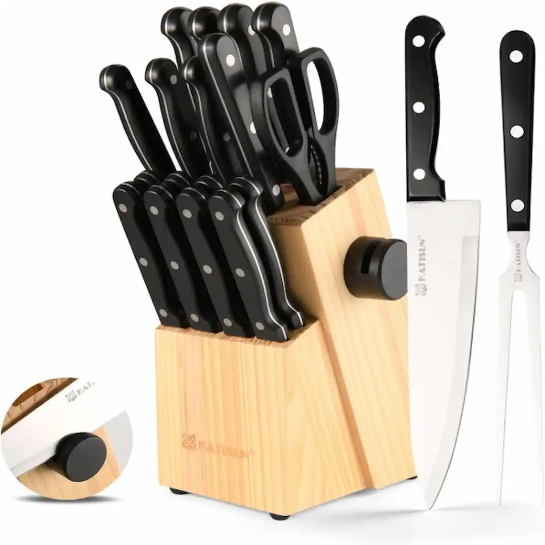 Professional kitchen knife block set for chopping slicing and dicing