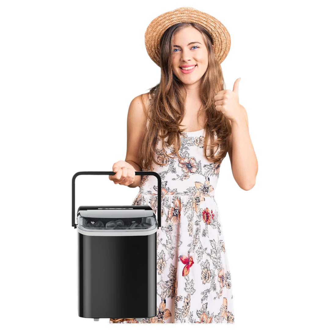 Machine à glaçons portable 2 tailles – Production rapide de glace, autonettoyante, capacité de 11 kg/jour – Design compact pour comptoir | Simplix™