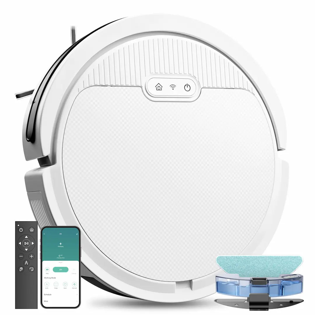 Simplix 3-in-1 robot vacuum and mop V3 Wihite for pet hair and hard floors - home cleaning.