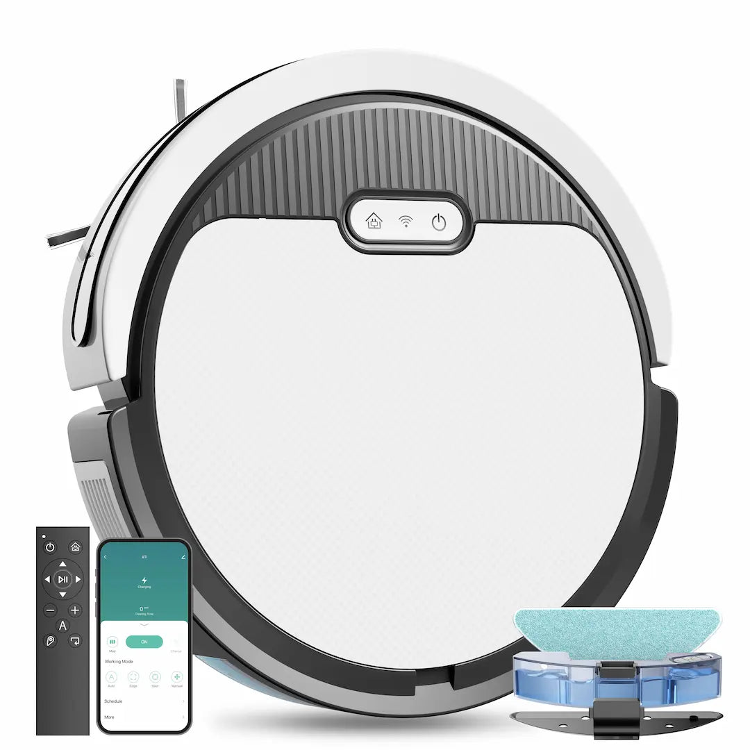 Simplix 3-in-1 robot vacuum and mop V3 White black for pet hair and hard floors - home cleaning .