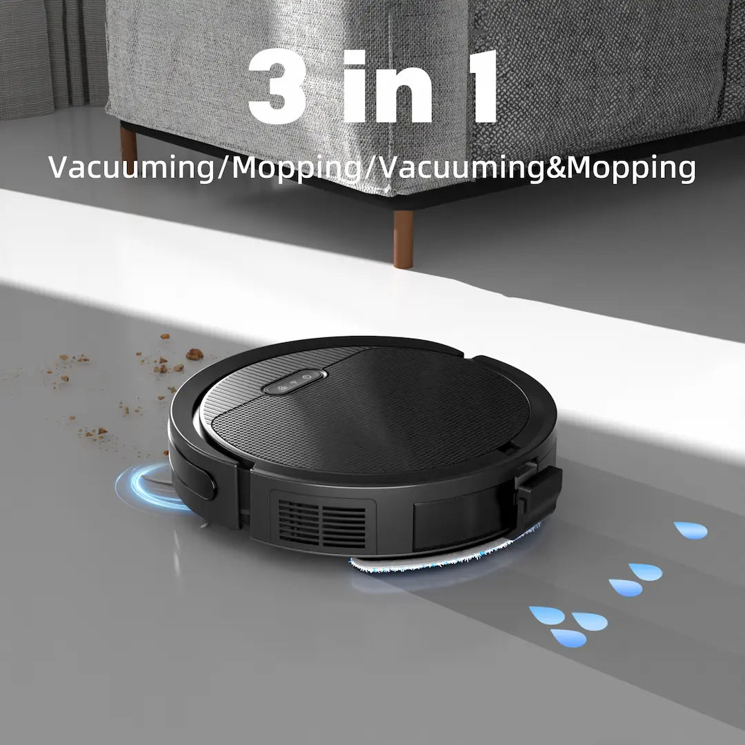 Simplix 3-in-1 robot vacuum and mop V3 close-up of dual brushes - home cleaning.