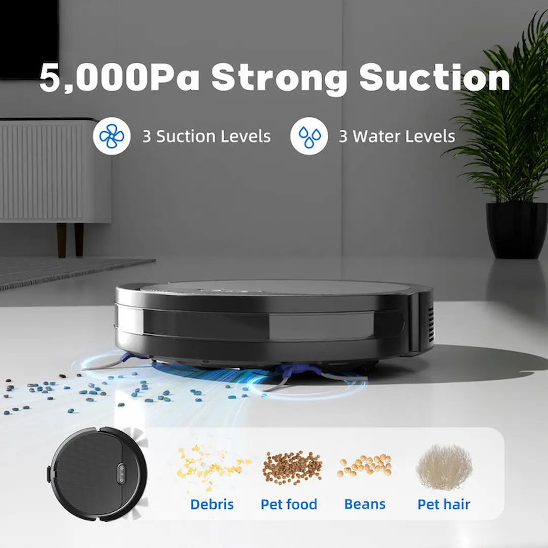 Simplix V3 automatic cleaning robot showing suction and mopping system - home cleaning.