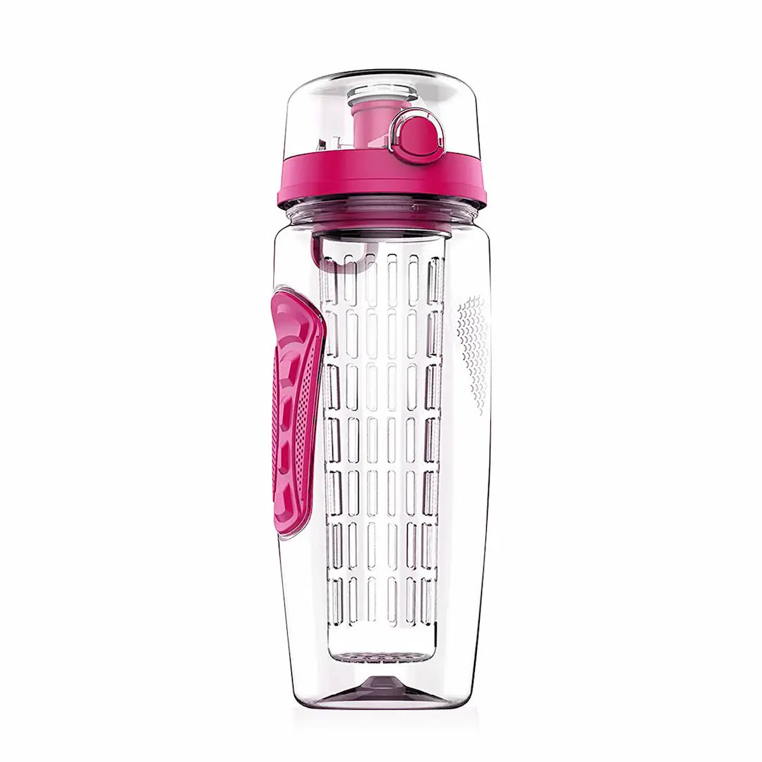 Available in purple, pink, and black fruit infuser bottles
