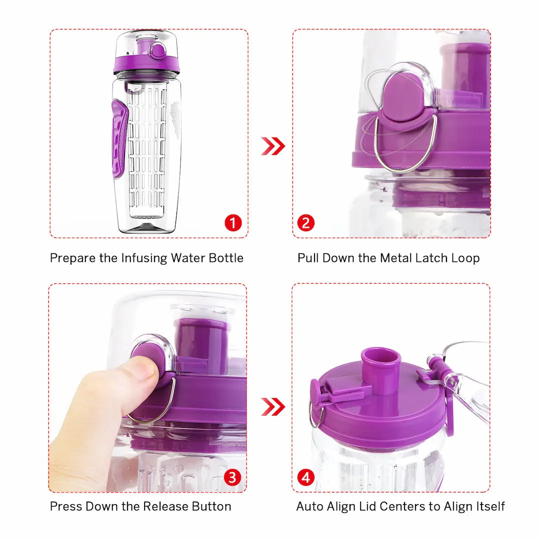 Close-up of Simplix infuser cage and flip-top leakproof lid