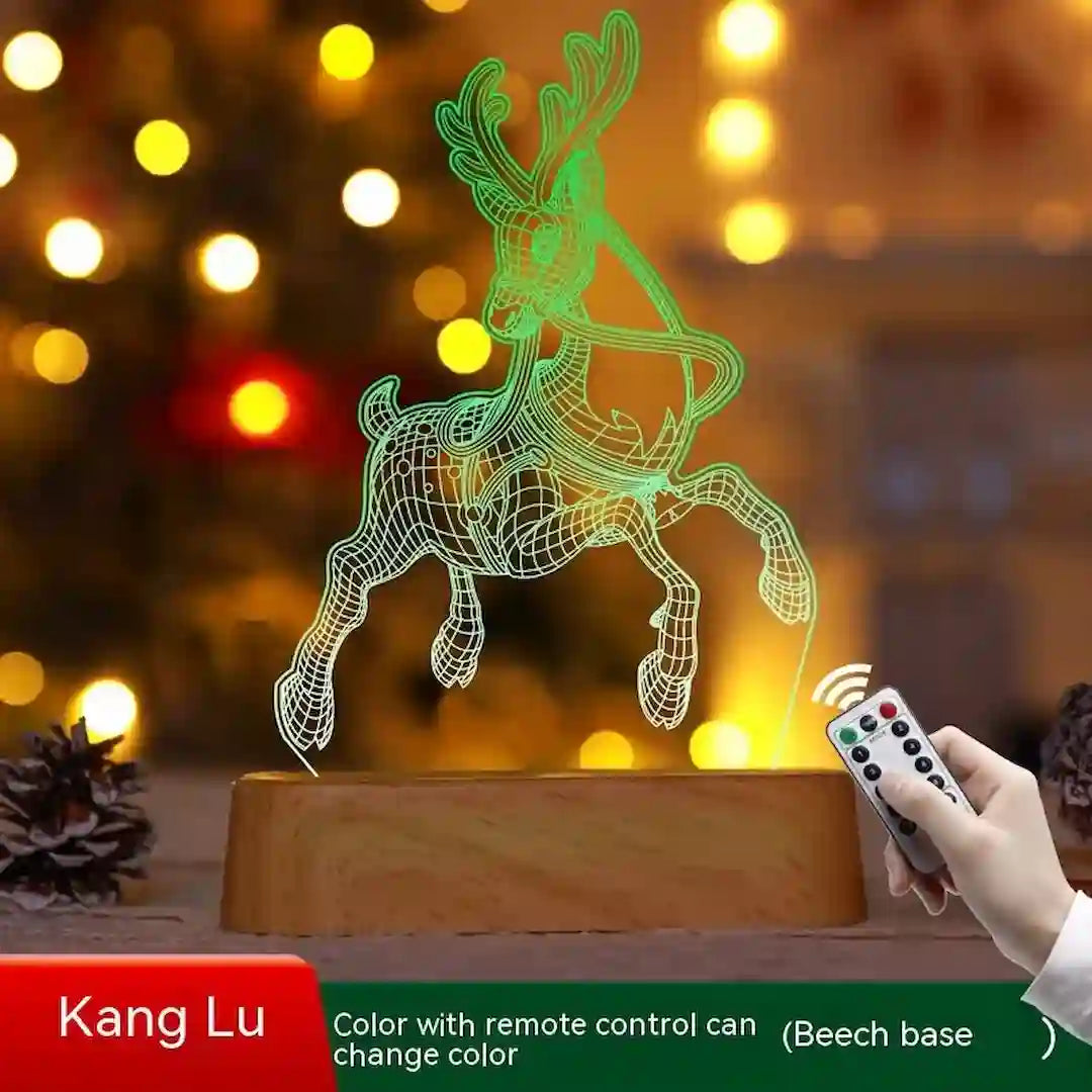 Simplix 3D LED light illuminating snowflake and reindeer design