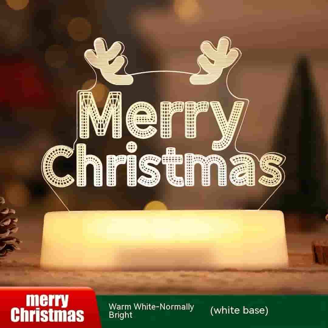 home decor ideas-Simplix 3D LED Christmas lamp glowing in a cozy holiday living room