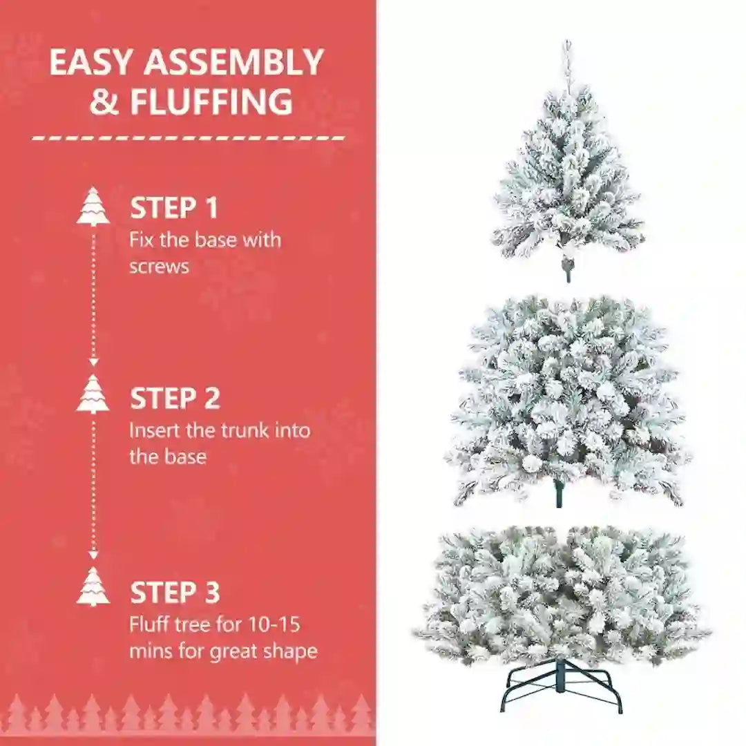 4ft–7ft Simplix flocked Christmas trees side by side