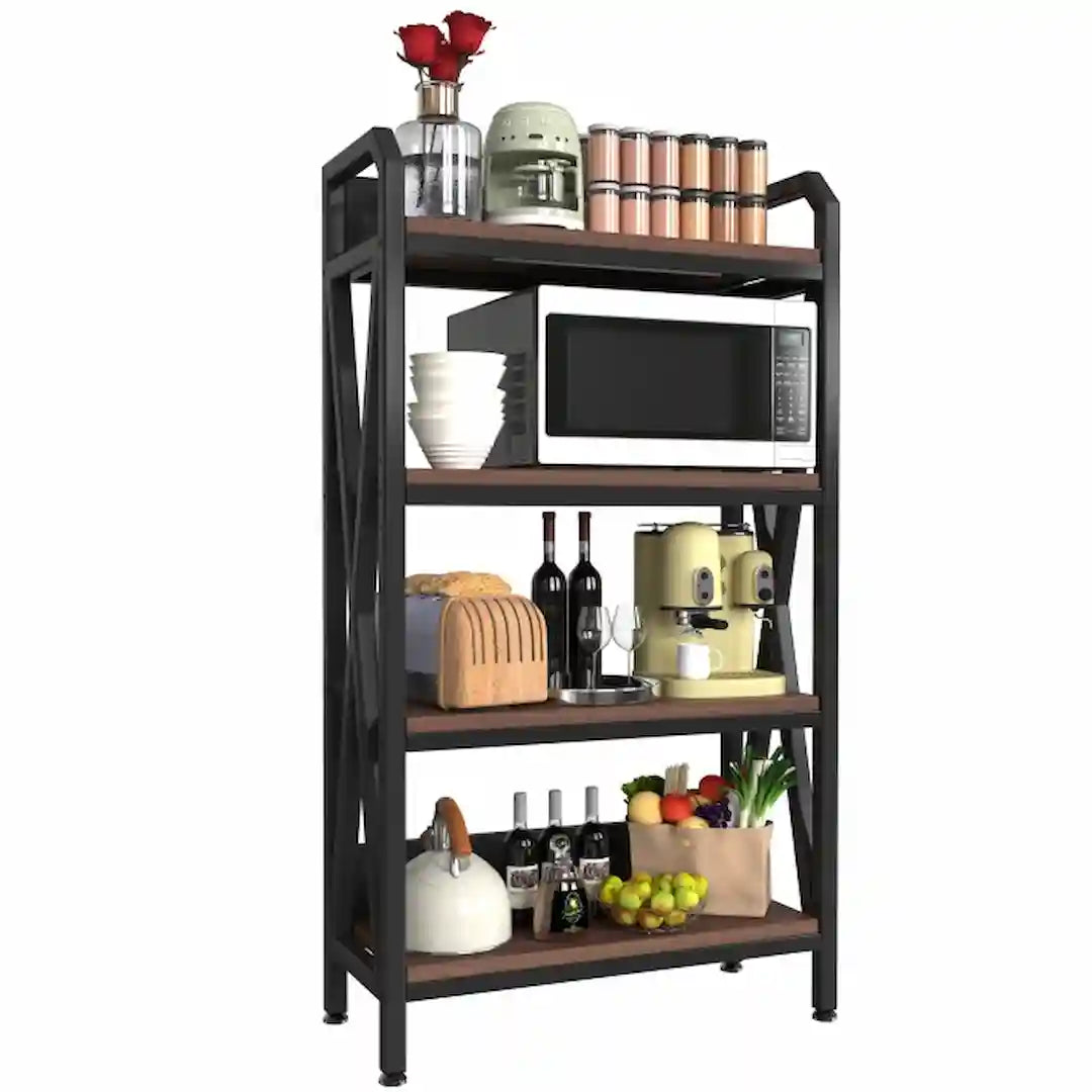 Simplix 4-Level Bakers Rack with metal frame and wooden shelves