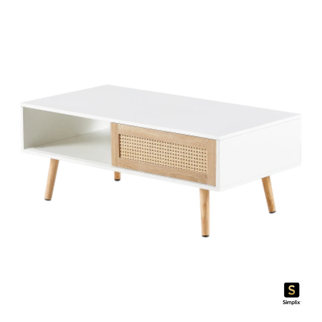 41.34 inch white rattan coffee table modern design