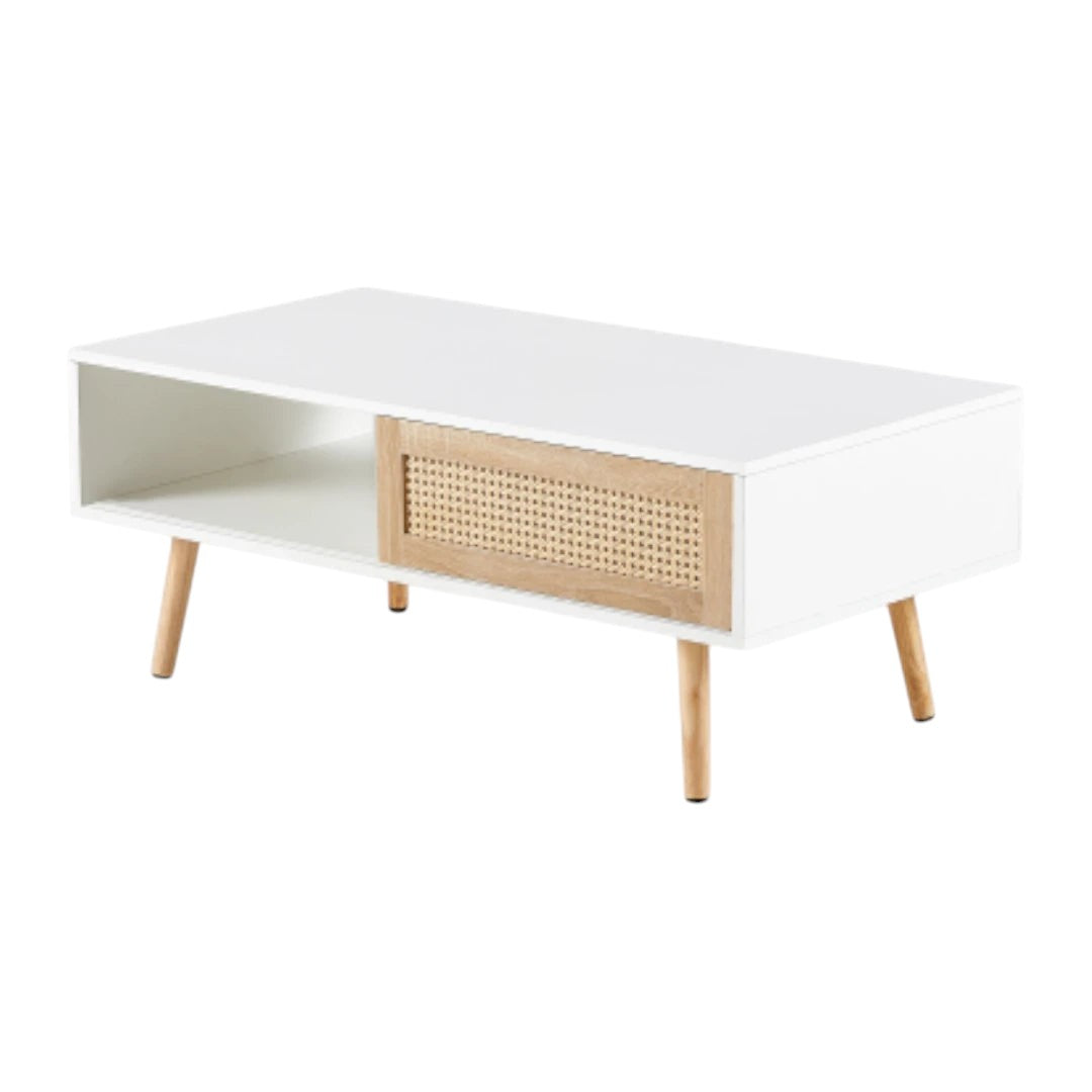 41.34 inch white rattan coffee table modern design