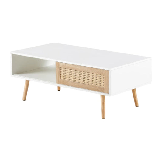 41.34 inch white rattan coffee table modern design