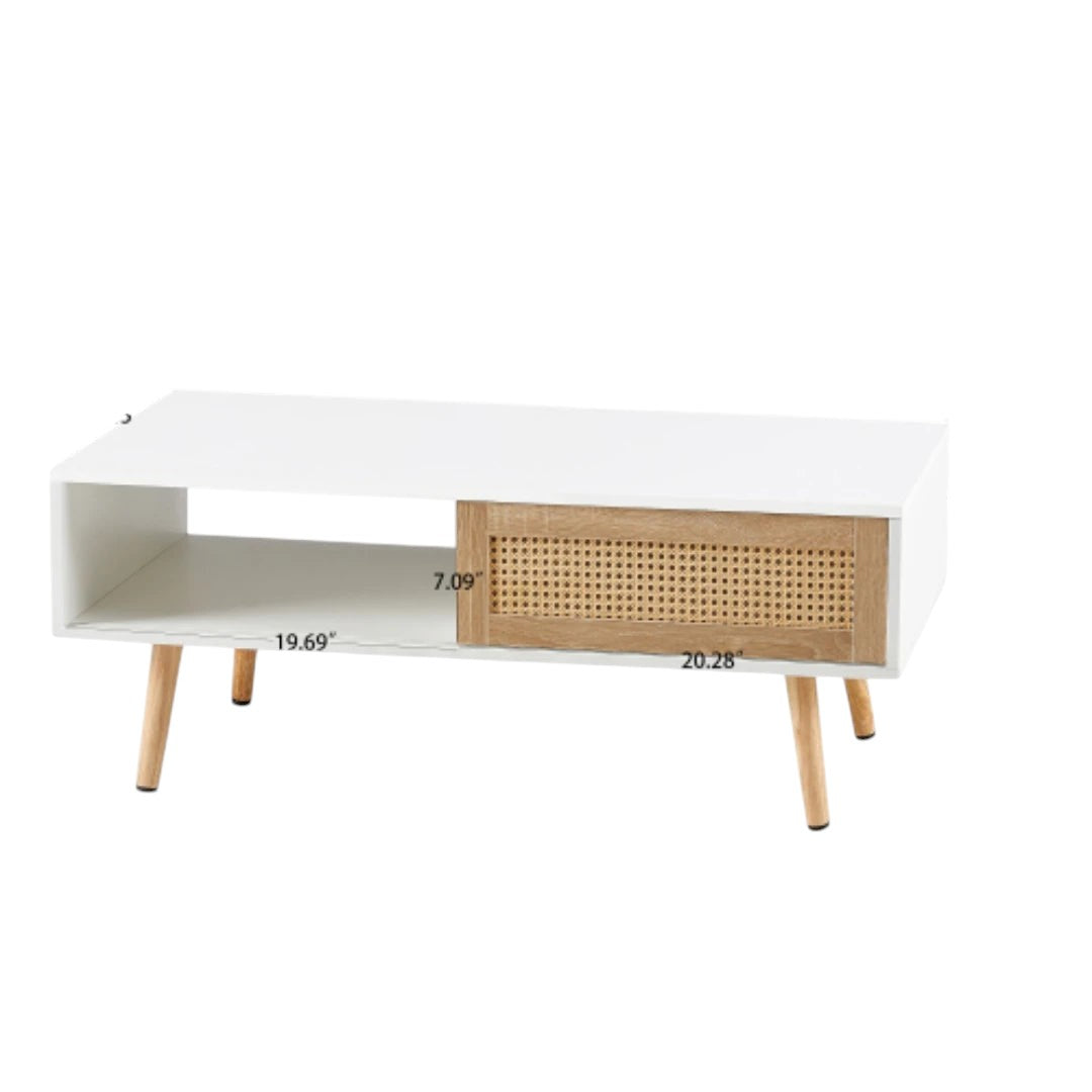 Rattan storage coffee table for living room