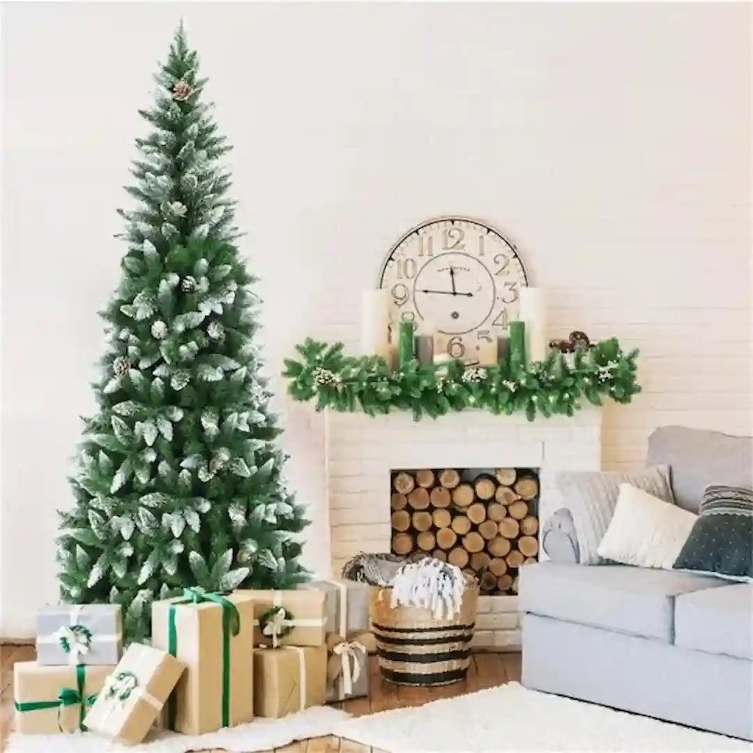 Realistic PVC pine needles and pine cones on Simplix pencil Christmas tree