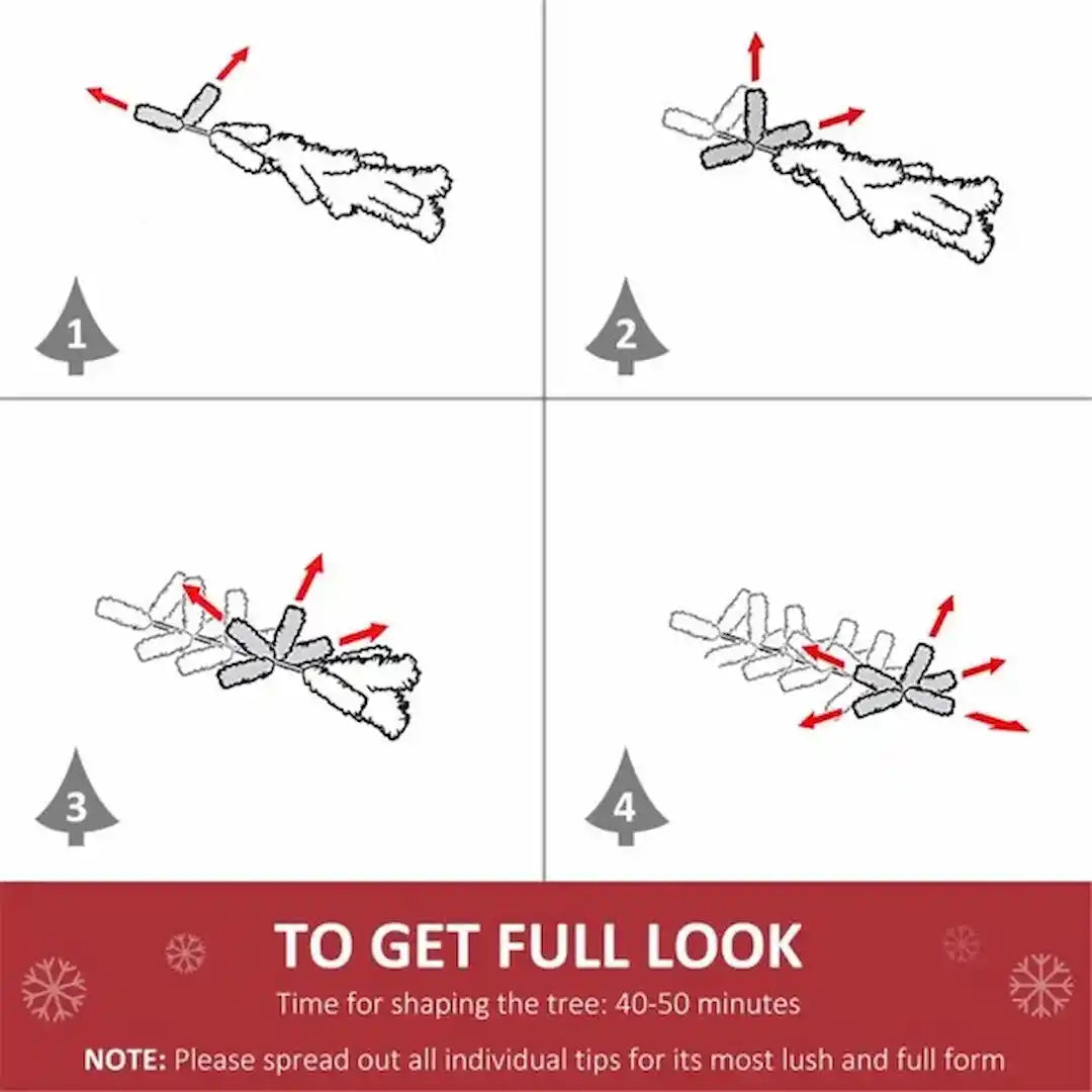 Simplix hinged branches for quick and easy tree setup