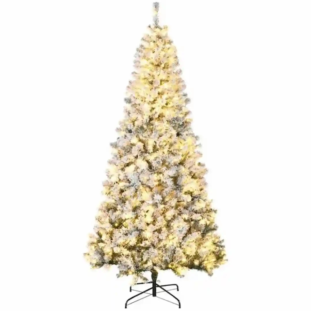 Simplix 7.5 FT Snow-Flocked Artificial Christmas Tree with Warm LED Lights