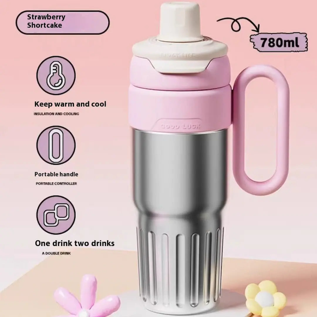 Top view of Simplix 780ml gradient thermal cup showing dual drink design
