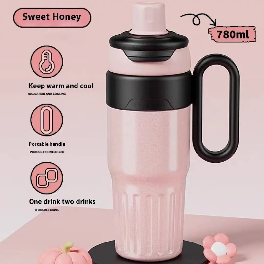 implix gradient thermos on a work desk with coffee accessories