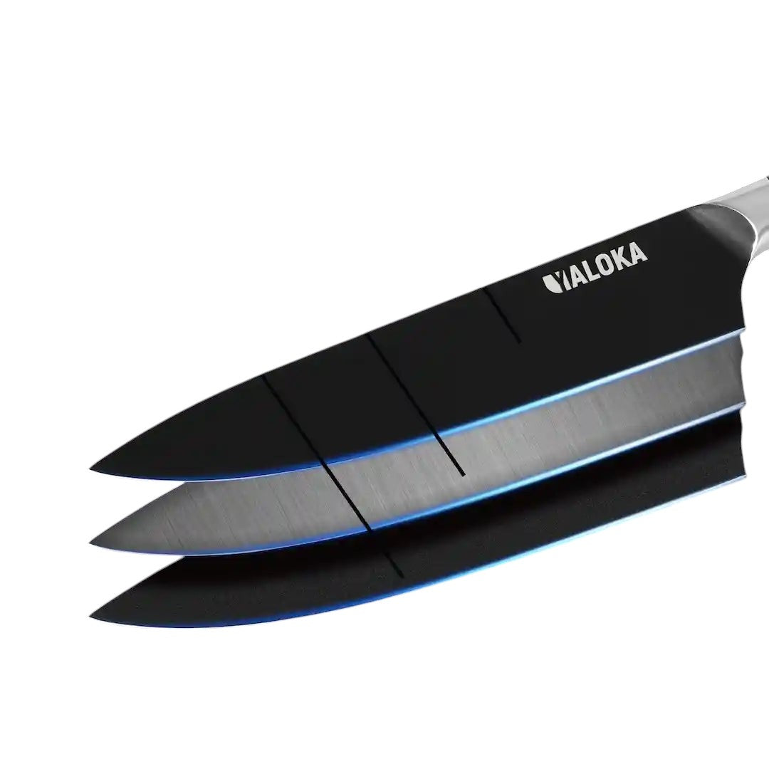 Japanese cooking knife black titanium coated blade and ergonomic G10 handle