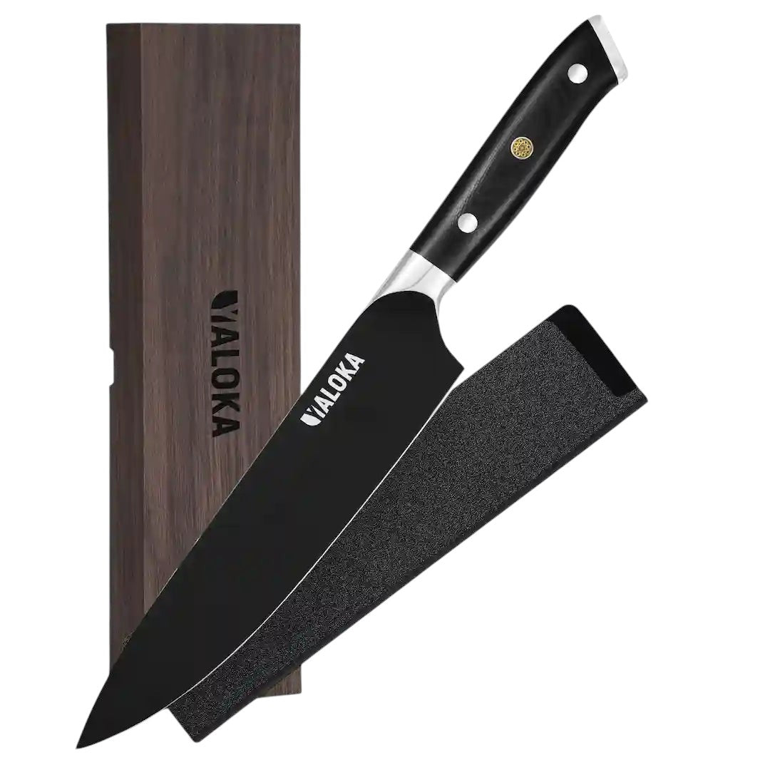 8-inch Japanese chef knife high carbon steel with black titanium coating