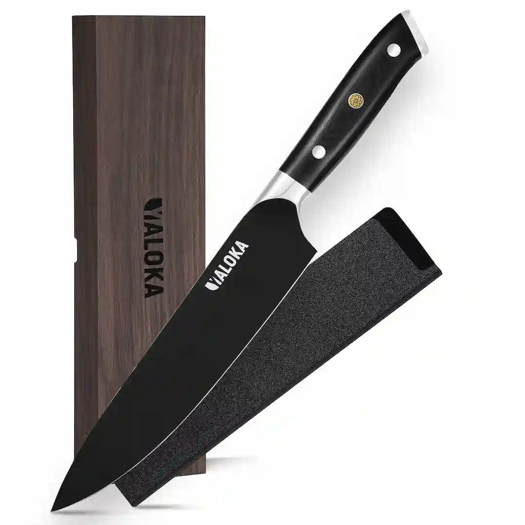 8-inch Japanese chef knife high carbon steel with black titanium coating