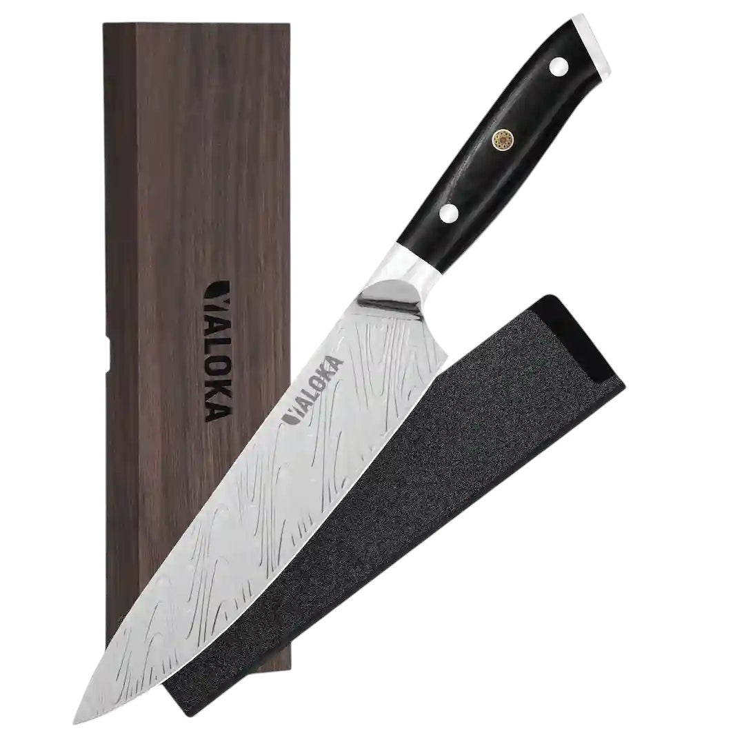 Professional Japanese kitchen knife with G10 handle and titanium blade
