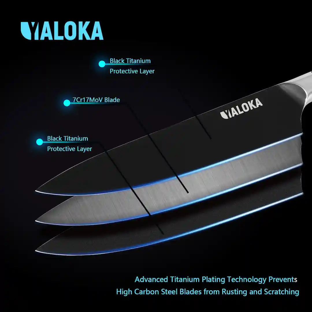 Japanese cooking knife black titanium coated blade and ergonomic G10 handle