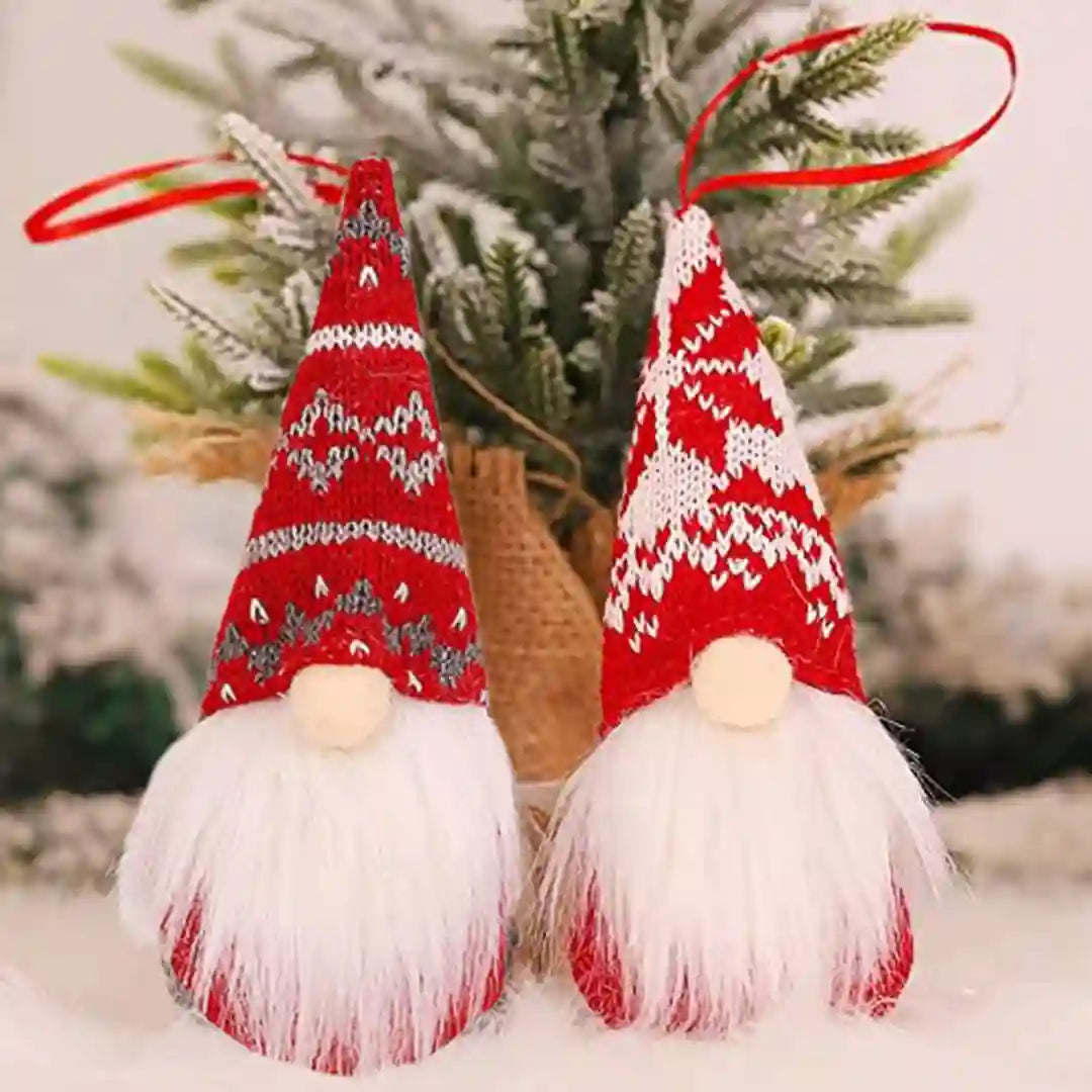 8-Pack Christmas Gnome Ornaments – Handmade Scandinavian Plush Decorations