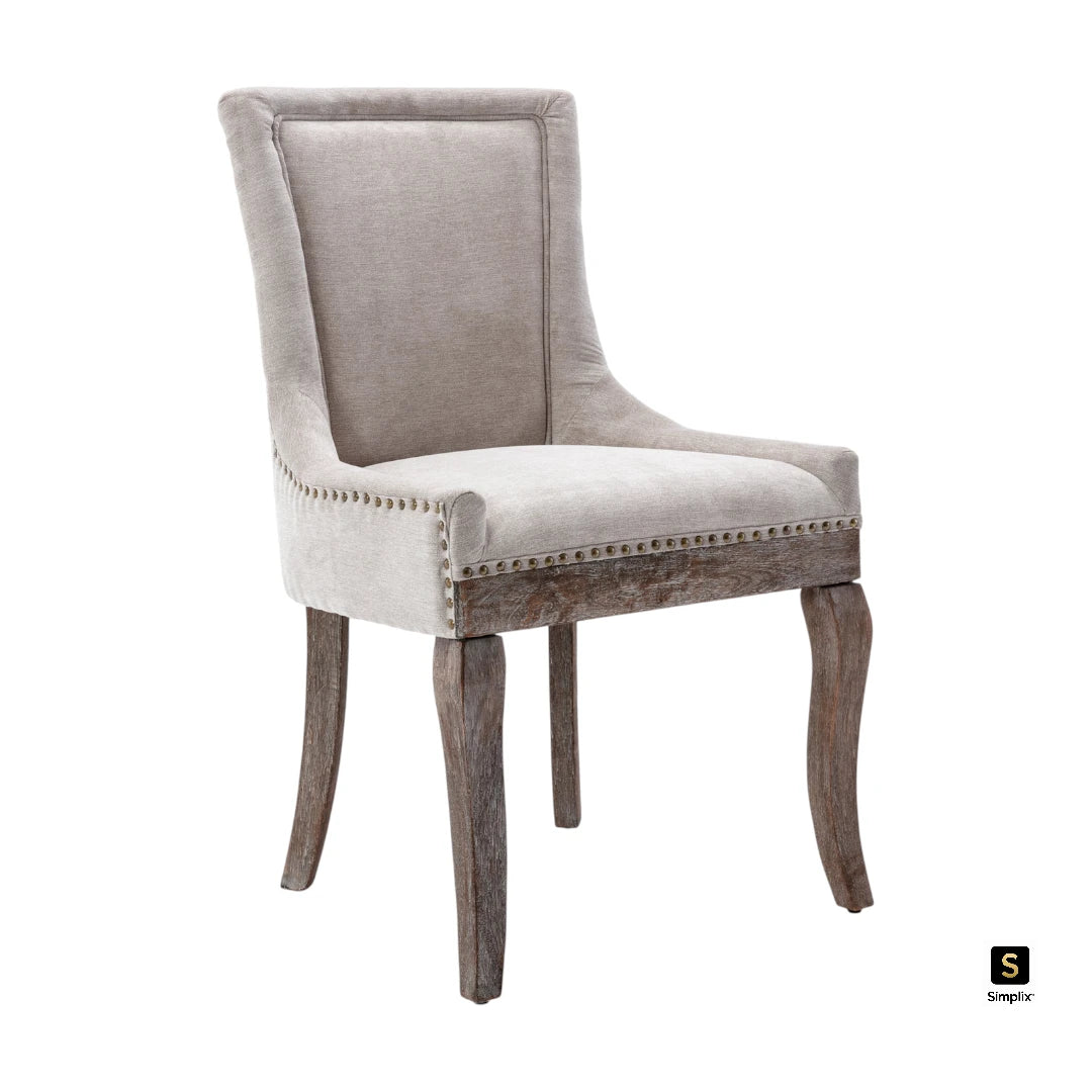 Upholstered dining chairs neutral wood legs