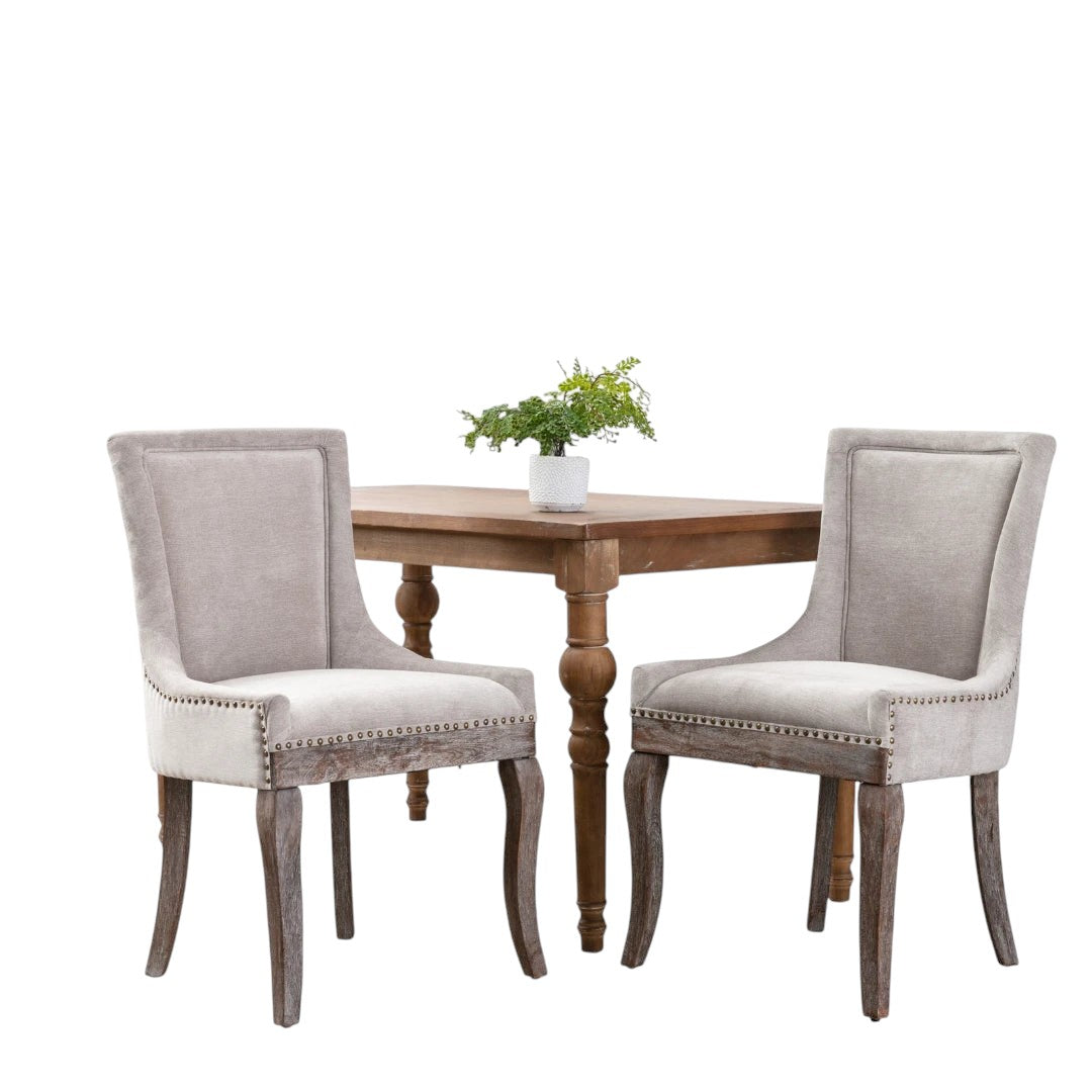 AA Furniture beige upholstered dining chairs set of 2