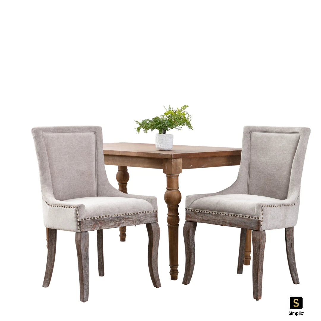 AA Furniture beige upholstered dining chairs set of 2
