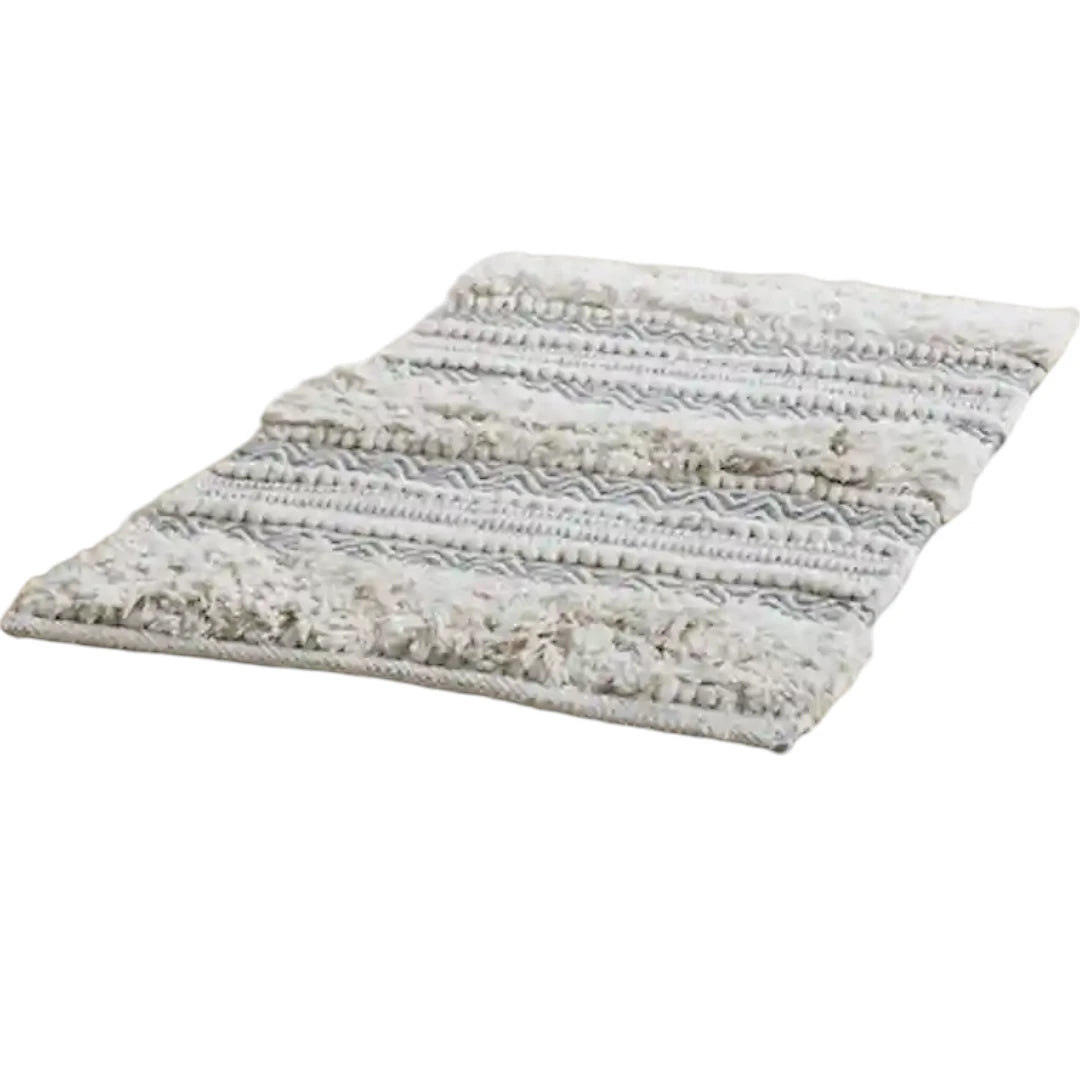 Simplix Classic Grey Woven Texture Stripe Bath Rug 20x32