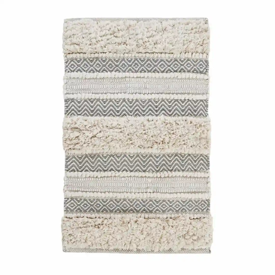 Simplix Classic Grey Woven Texture Stripe Bath Rug 20x32