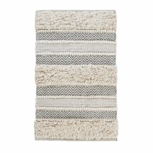 Simplix Classic Grey Woven Texture Stripe Bath Rug 20x32