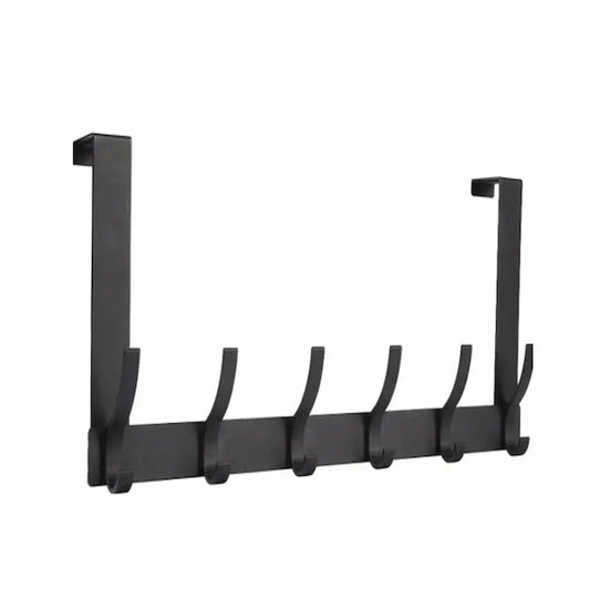 Door Hooks Organizer – 12 Hooks Over-the-Door Rack for Clothes, Towels & Hats | Simplix™ Heavy-Duty Black Steel