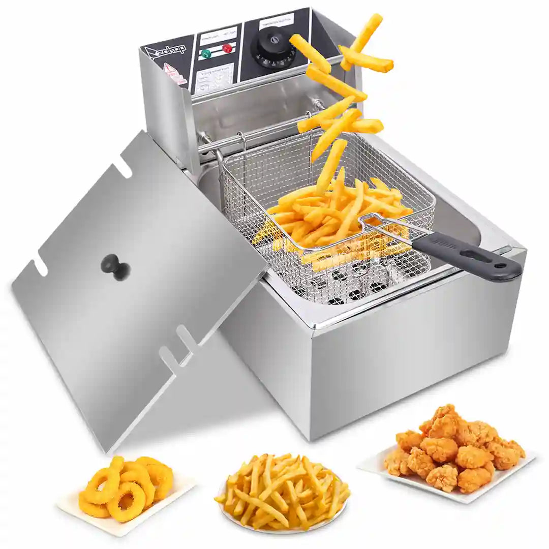 Simplix 6.3QT stainless steel electric deep fryer with single cylinder