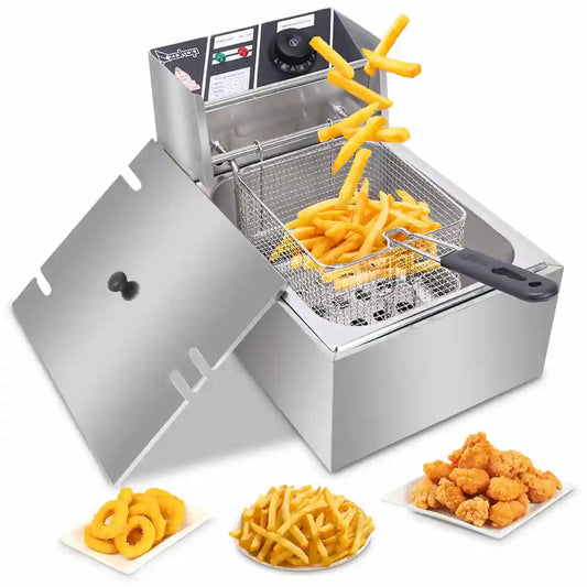 Simplix 6.3QT stainless steel electric deep fryer with single cylinder