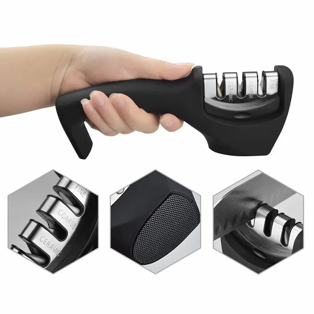 Simplix 3-stage multifunctional kitchen knife sharpener