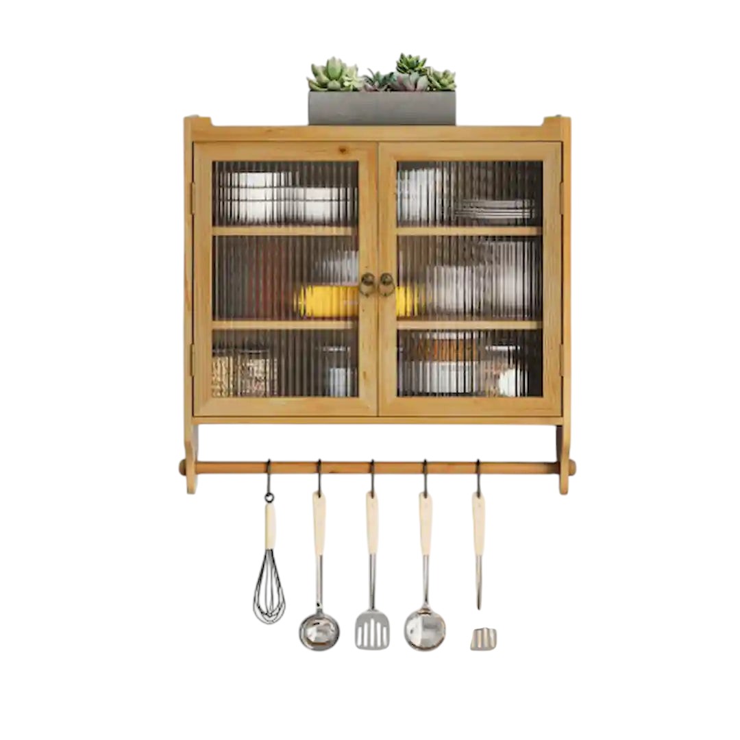 Detachable three-tier shelves inside wall cabinet