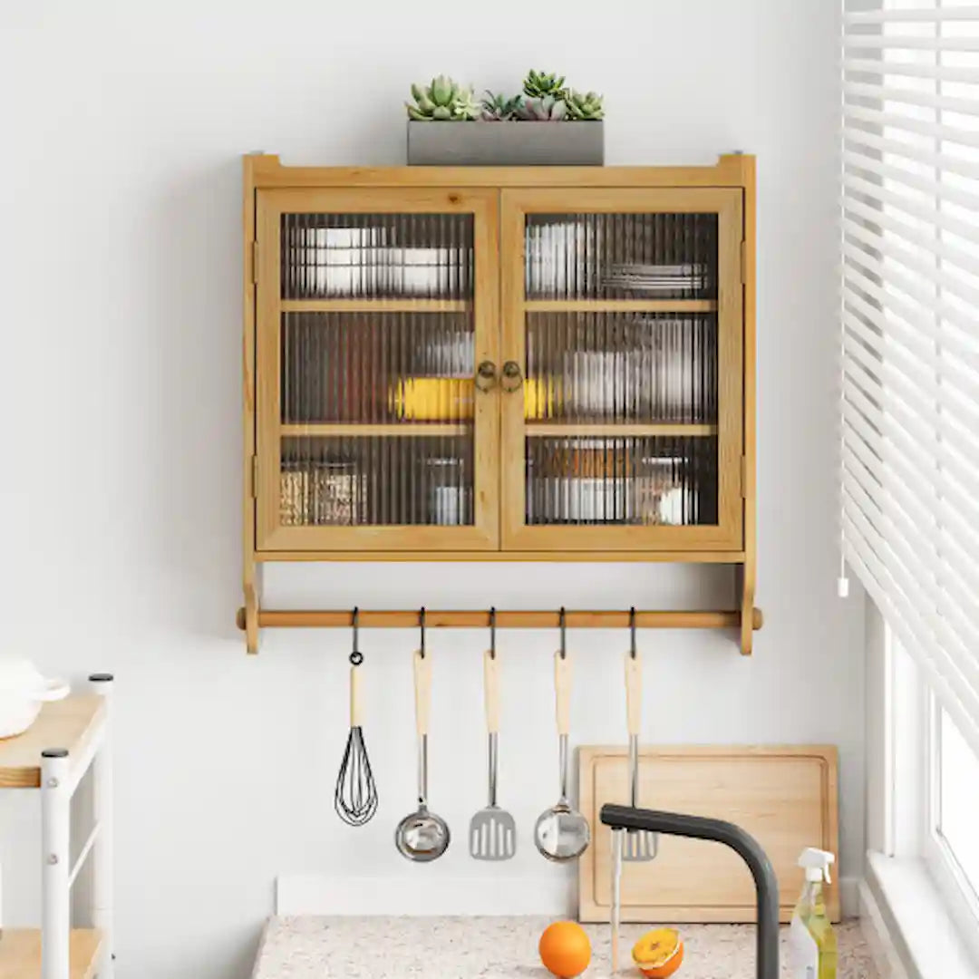 Detachable three-tier shelves inside wall cabinet